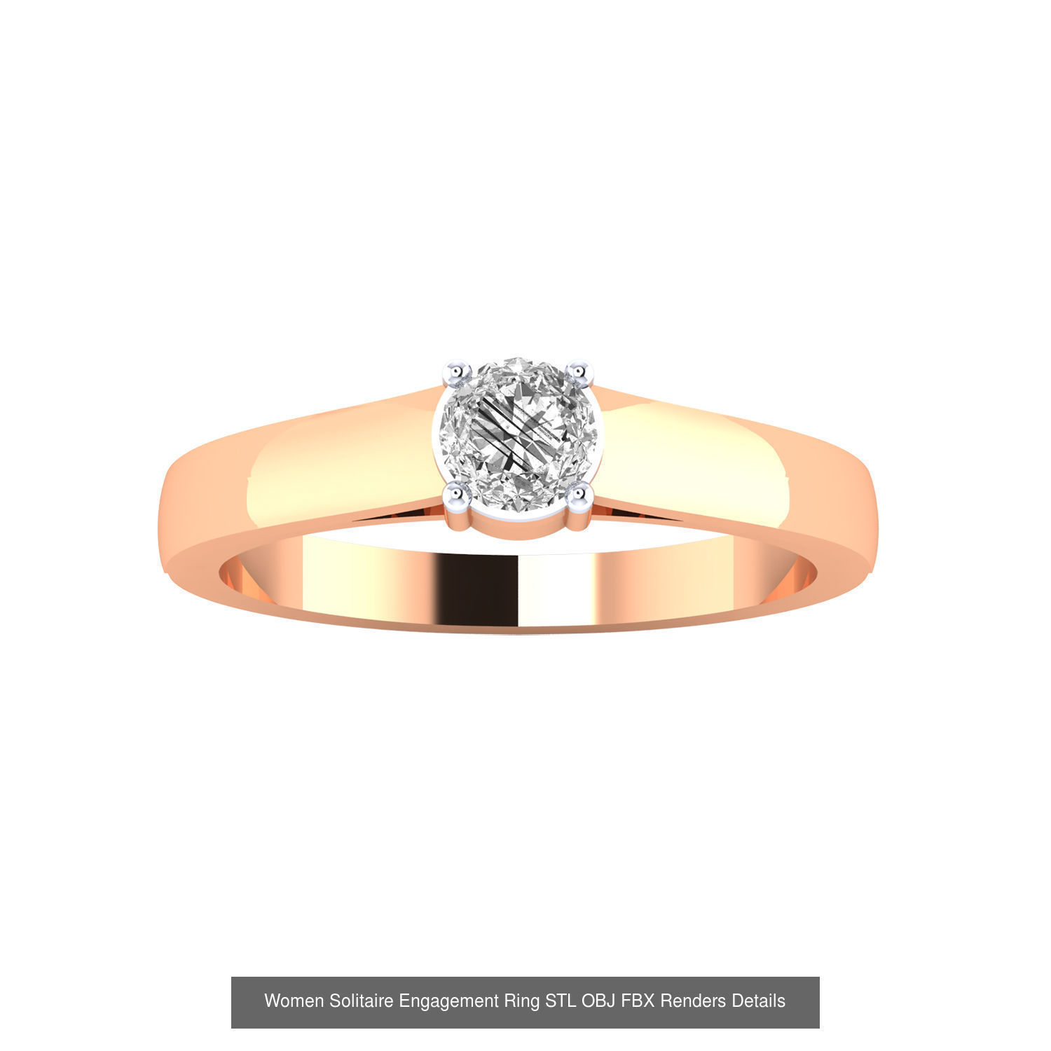 42 Solitaire Engagement Ring STL OBJ Renders Details Collection _6