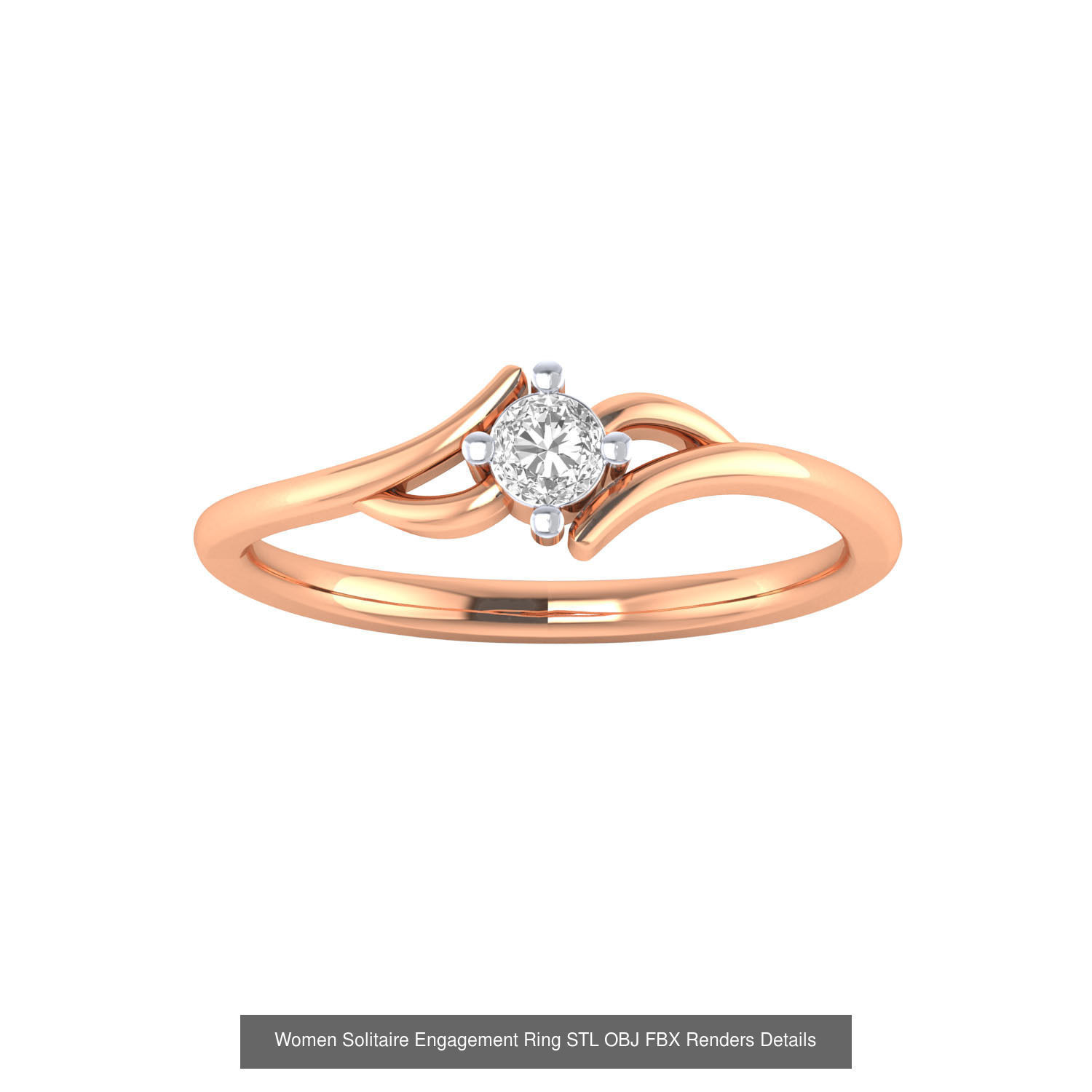 42 Solitaire Engagement Ring STL OBJ Renders Details Collection _42
