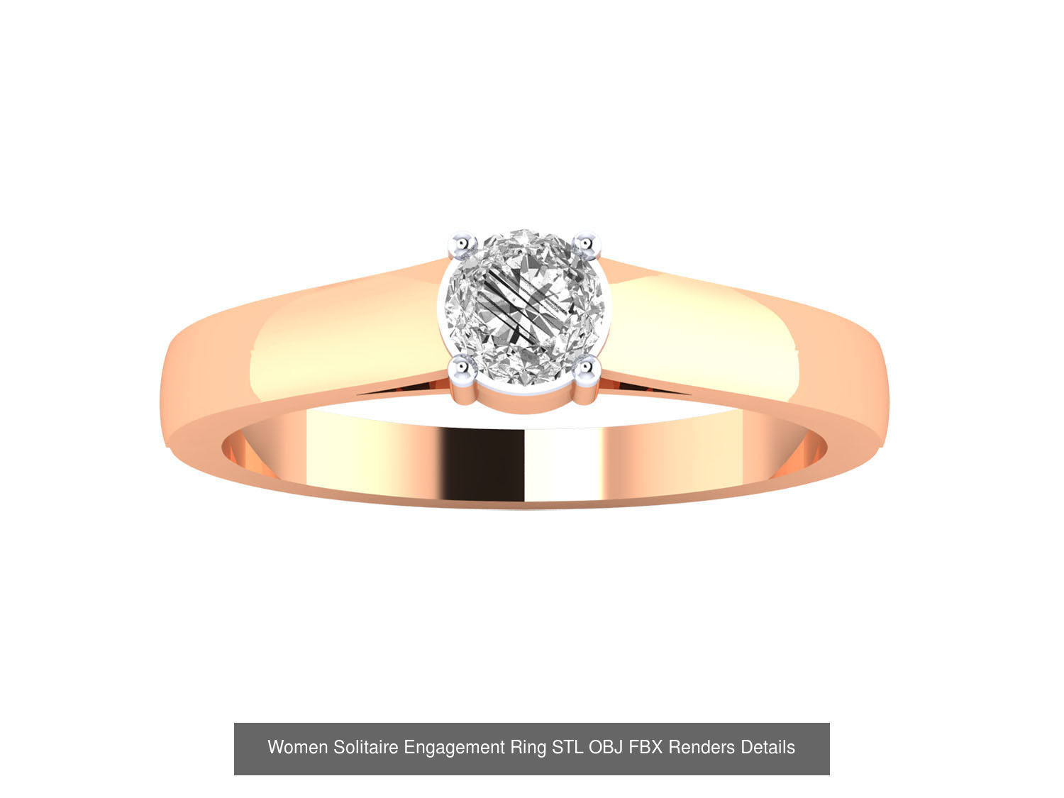 42 Solitaire Engagement Ring STL OBJ Renders Details Collection _5