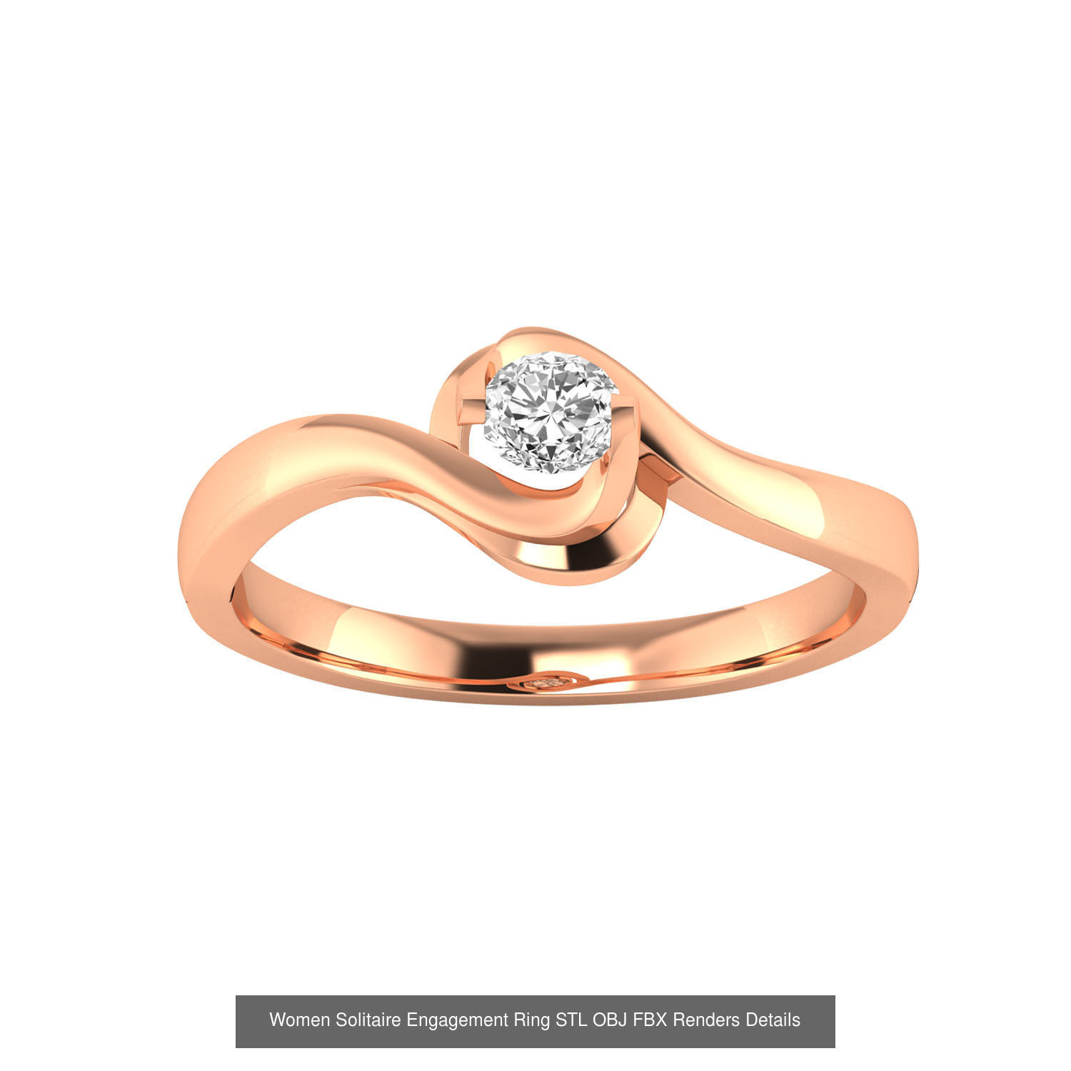 42 Solitaire Engagement Ring STL OBJ Renders Details Collection _20