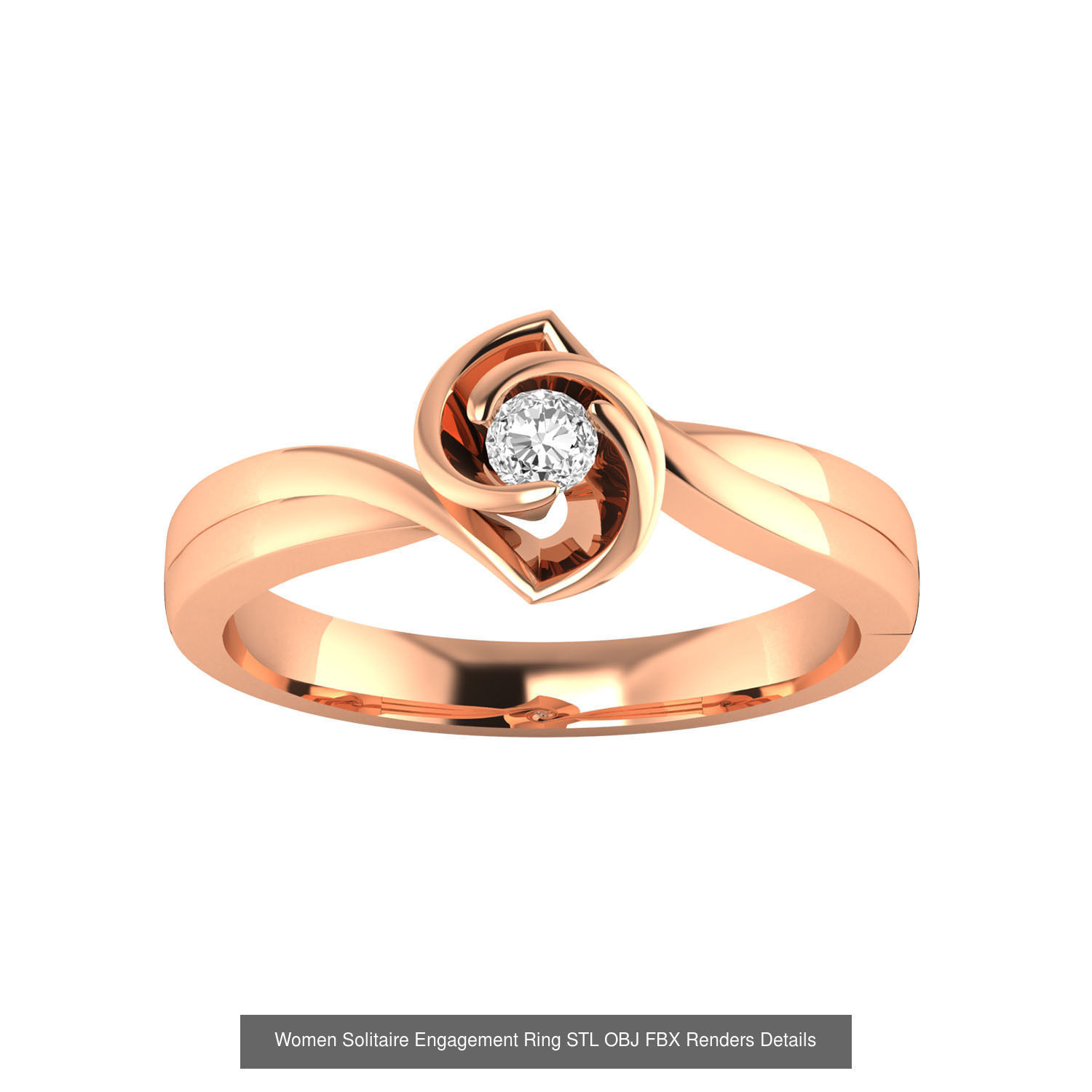 42 Solitaire Engagement Ring STL OBJ Renders Details Collection _18