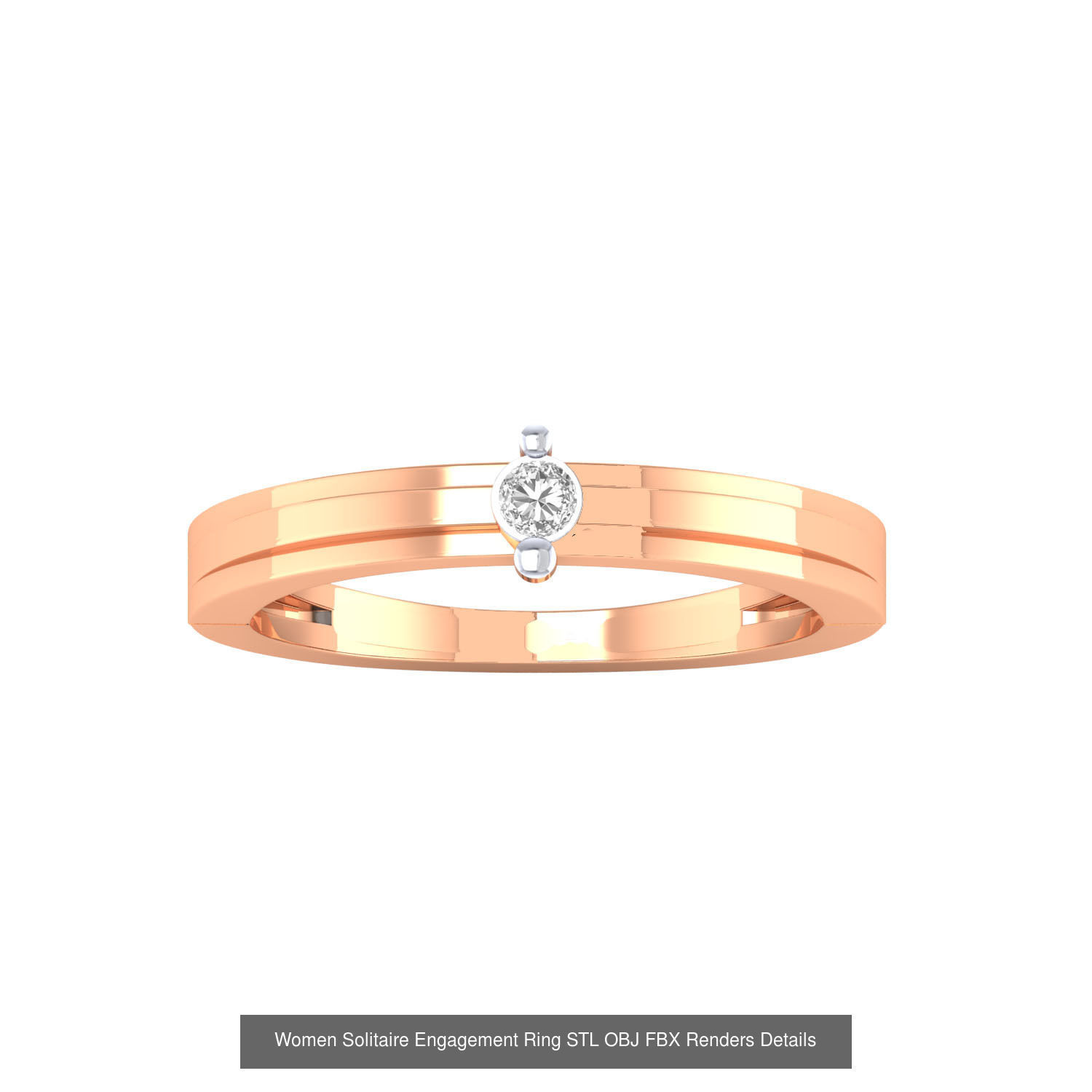 42 Solitaire Engagement Ring STL OBJ Renders Details Collection _36