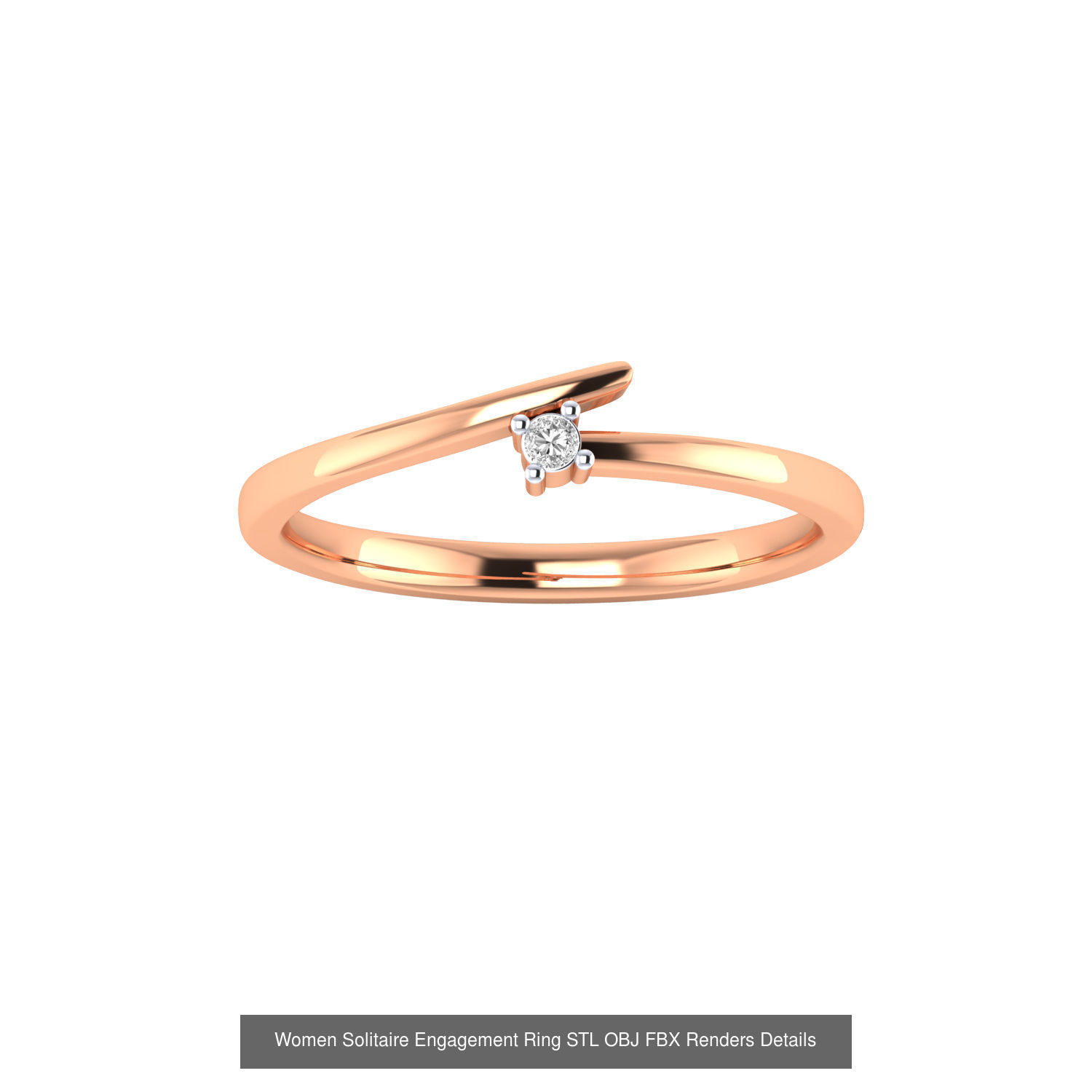 42 Solitaire Engagement Ring STL OBJ Renders Details Collection _27