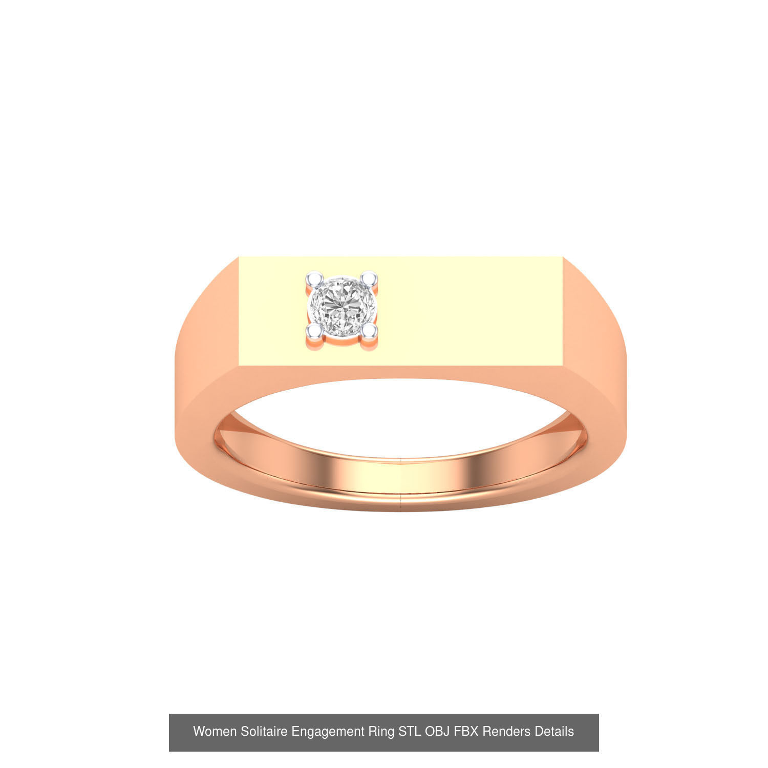 42 Solitaire Engagement Ring STL OBJ Renders Details Collection _41