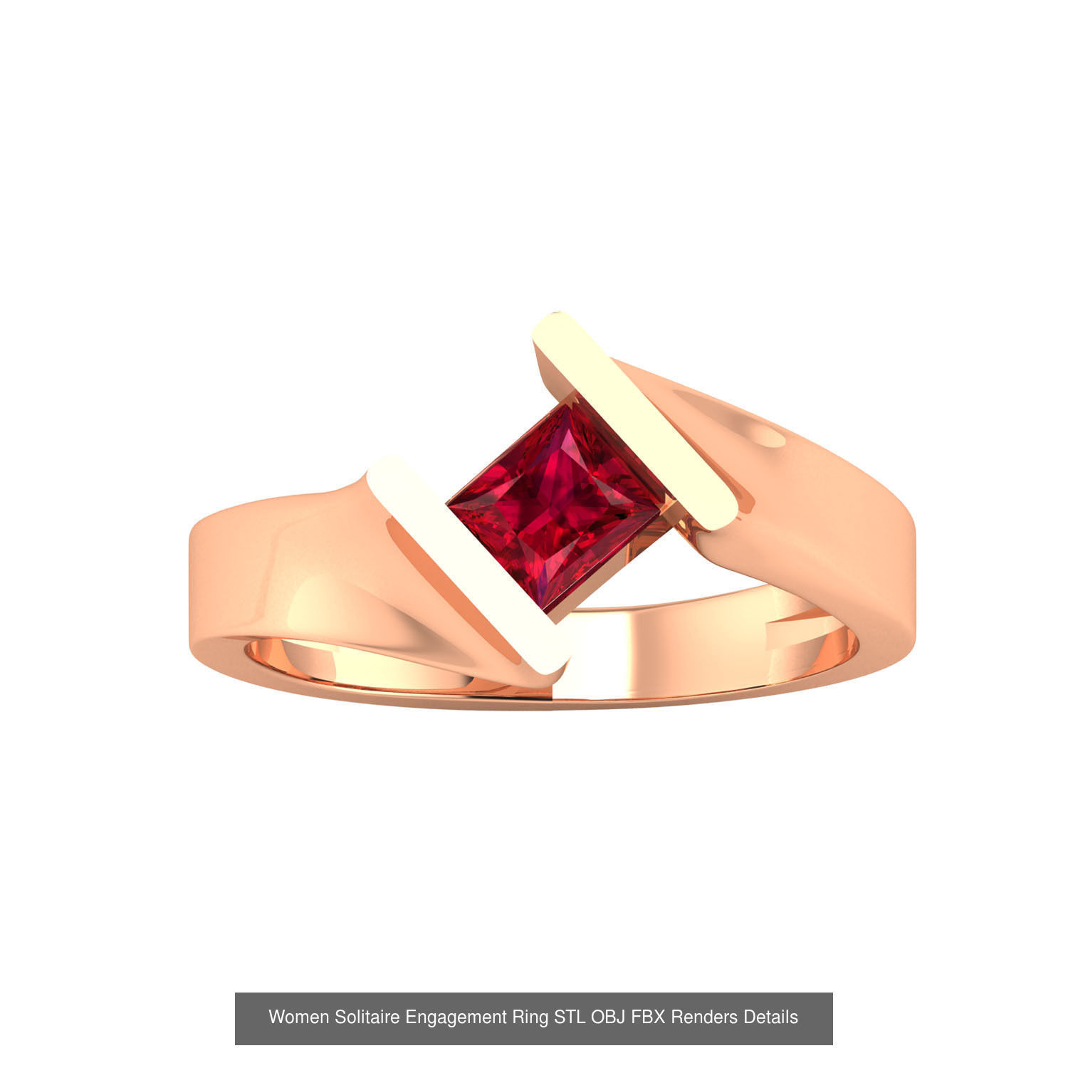 42 Solitaire Engagement Ring STL OBJ Renders Details Collection _10