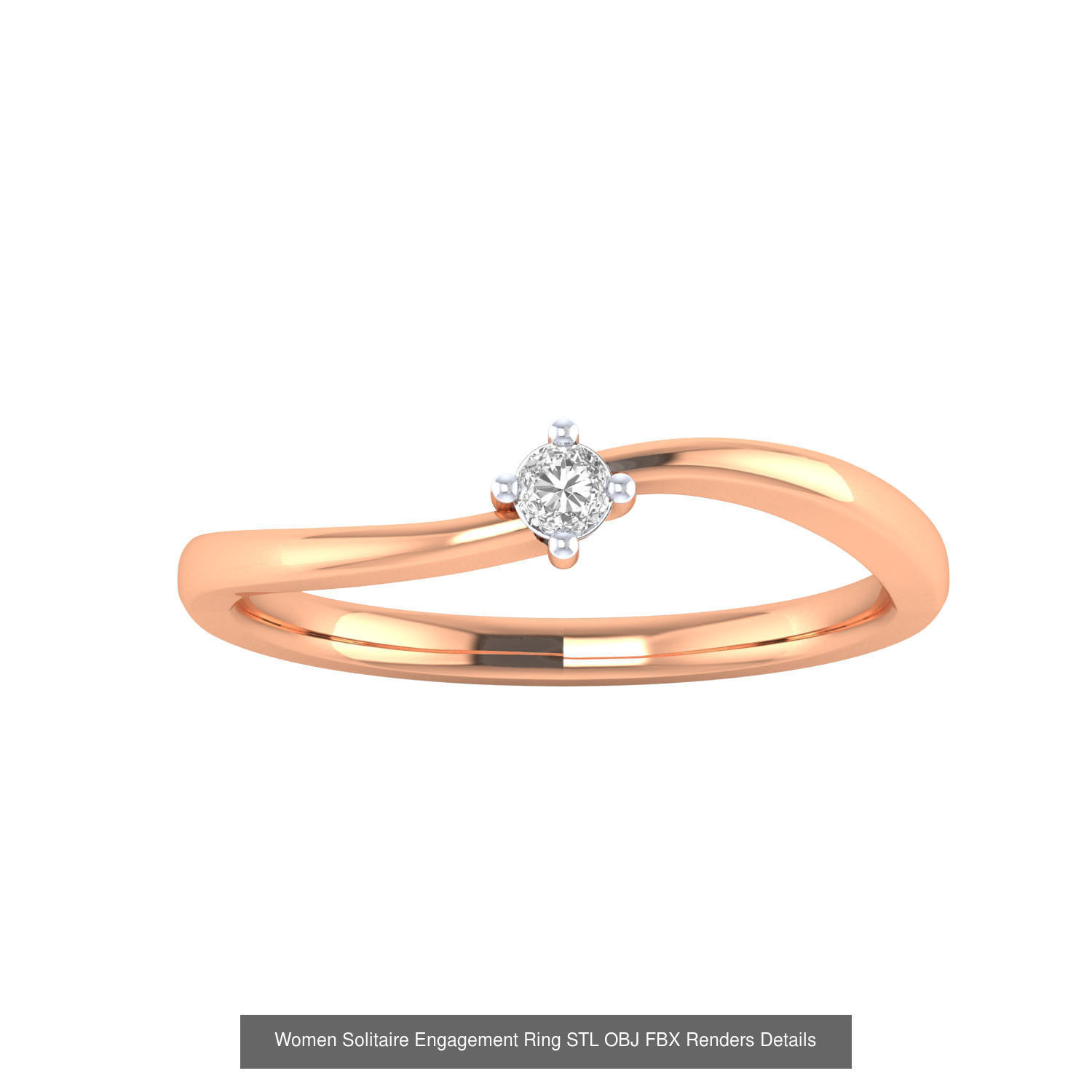 42 Solitaire Engagement Ring STL OBJ Renders Details Collection _45