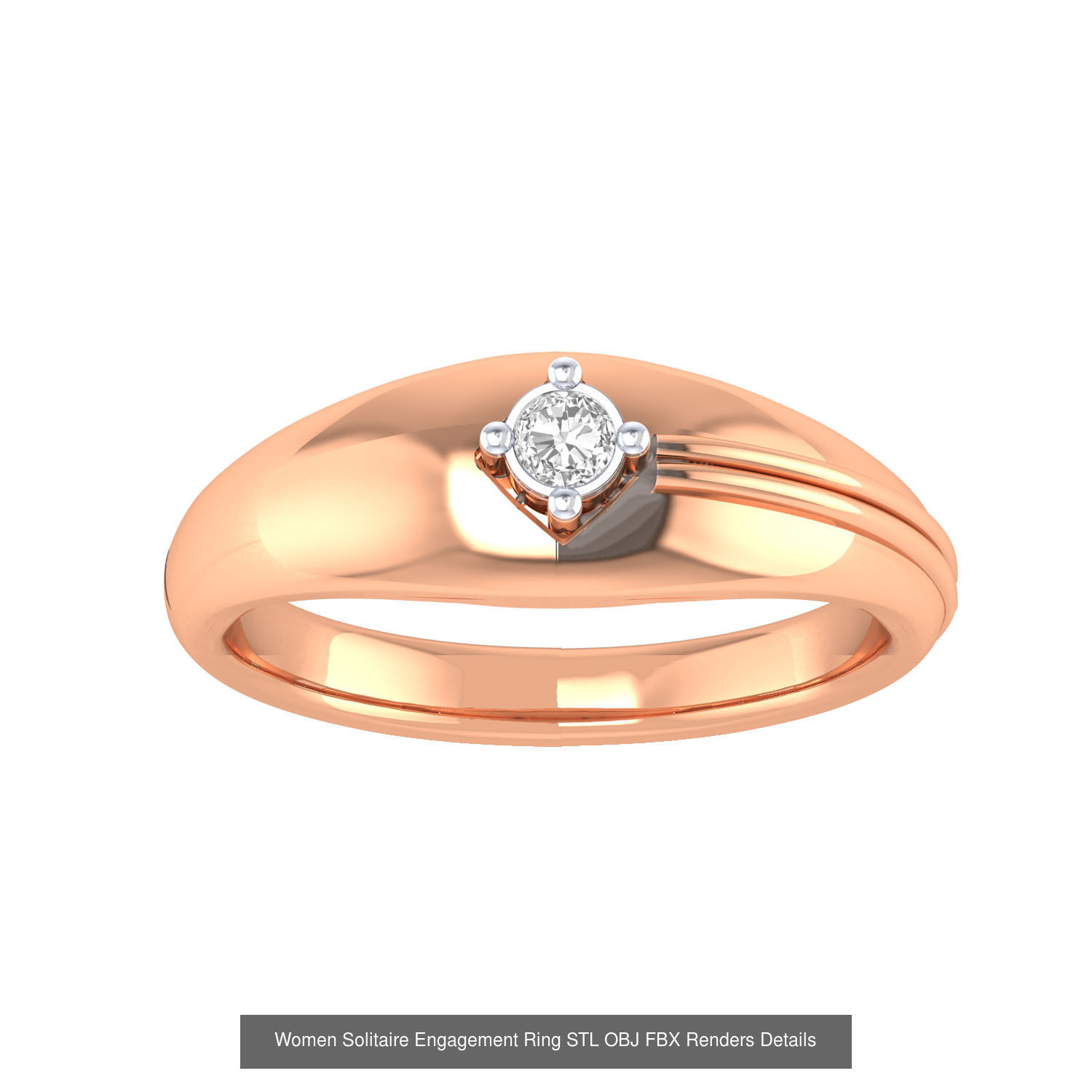 42 Solitaire Engagement Ring STL OBJ Renders Details Collection _43