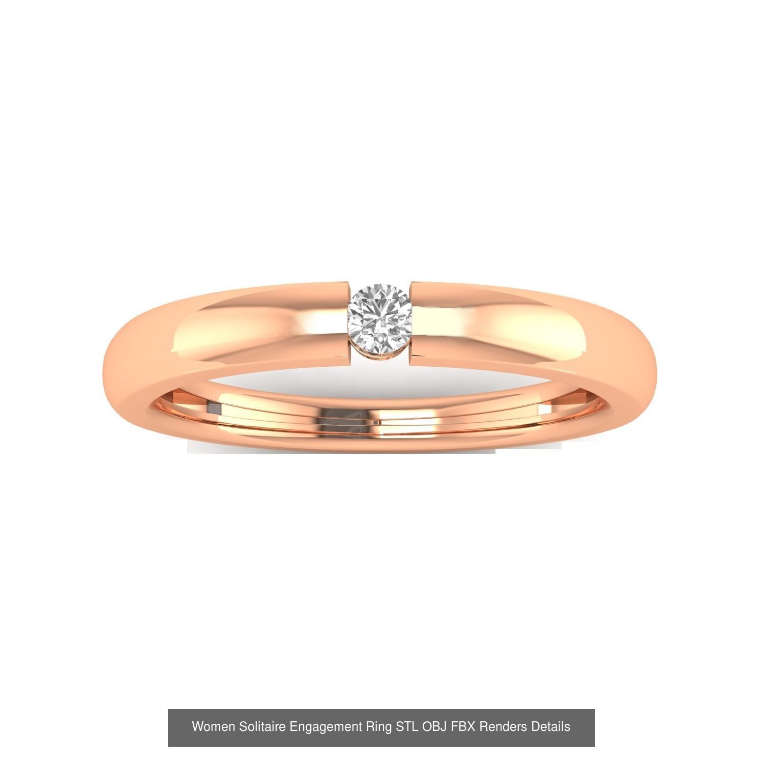 42 Solitaire Engagement Ring STL OBJ Renders Details Collection _28
