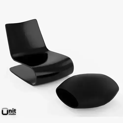 Novelle Vague Chair and Ottoman Porro 3D model