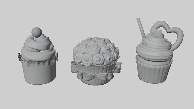 Cupcake Set 3d Model 3D model 3