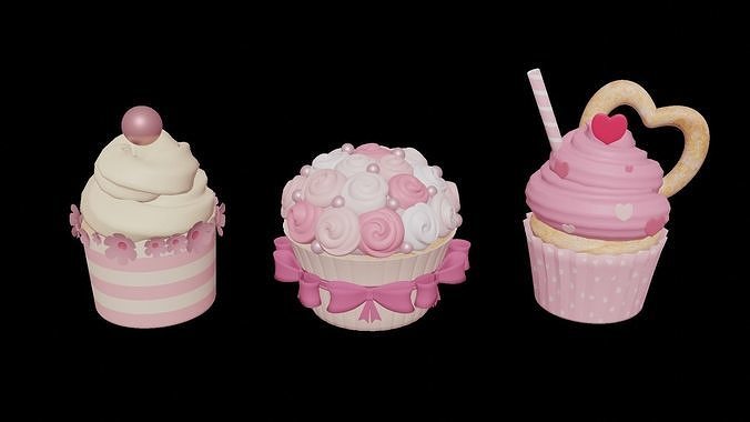 Cupcake Set 3d Model 3D model 2