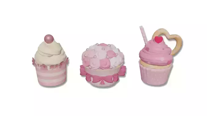 Cupcake Set 3d Model