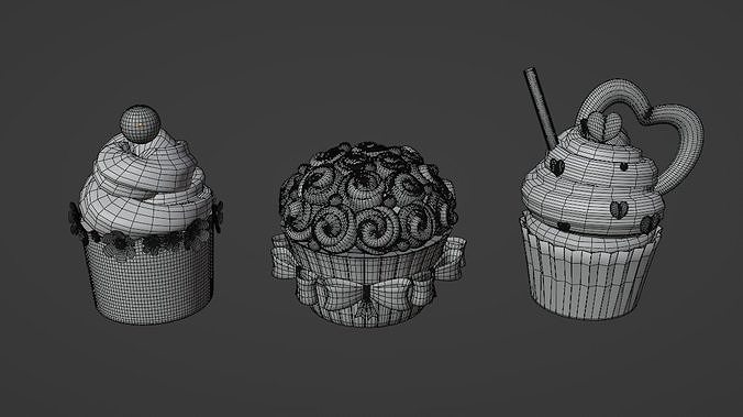 Cupcake Set 3d Model 3D model 4