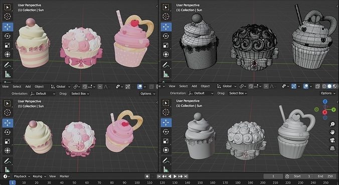 Cupcake Set 3d Model 3D model 5