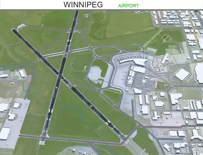 Winnipeg Airport 10km Low-poly 3D model