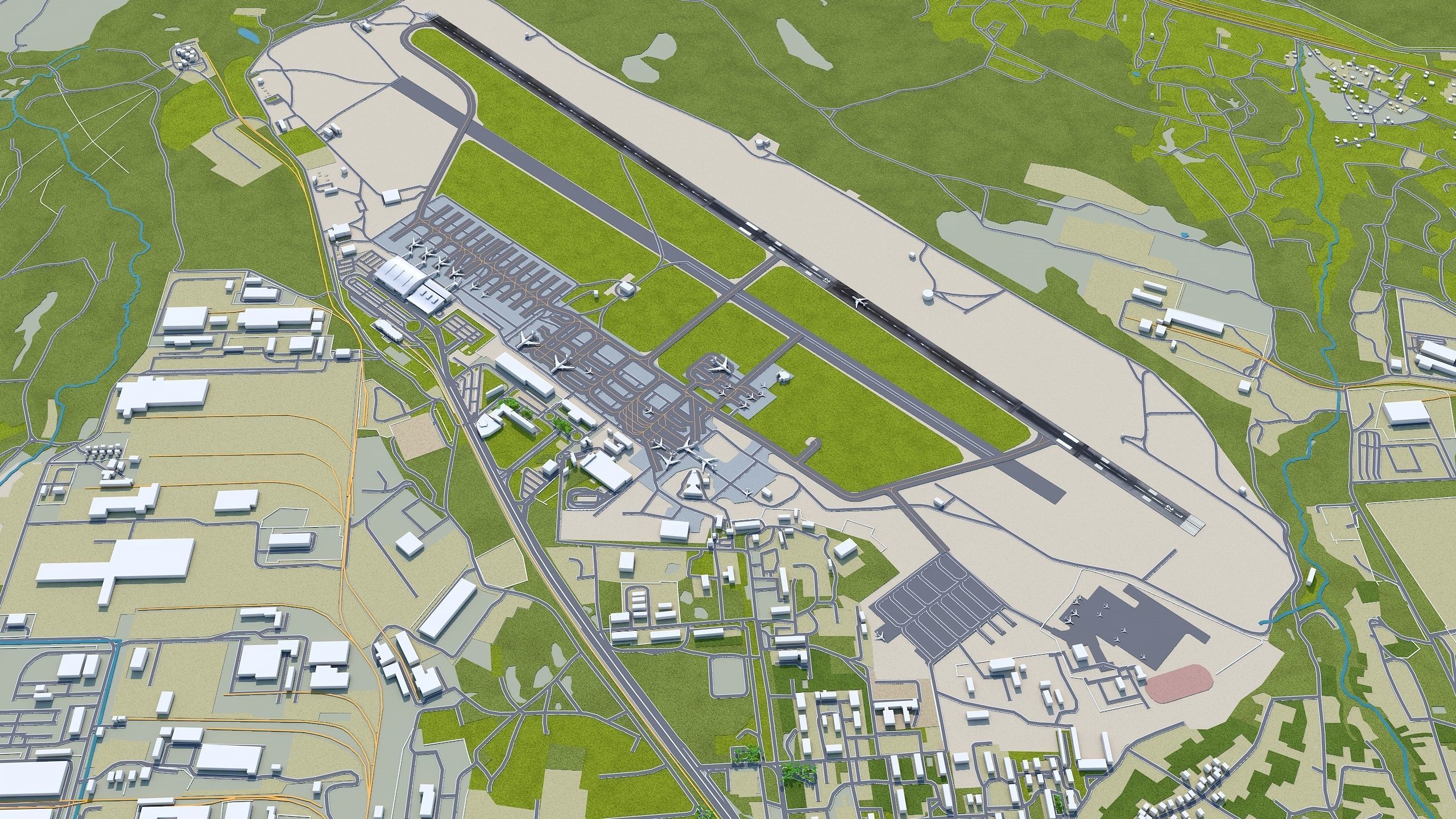 Tbilisi Airport 10km Low-poly 3D model_3