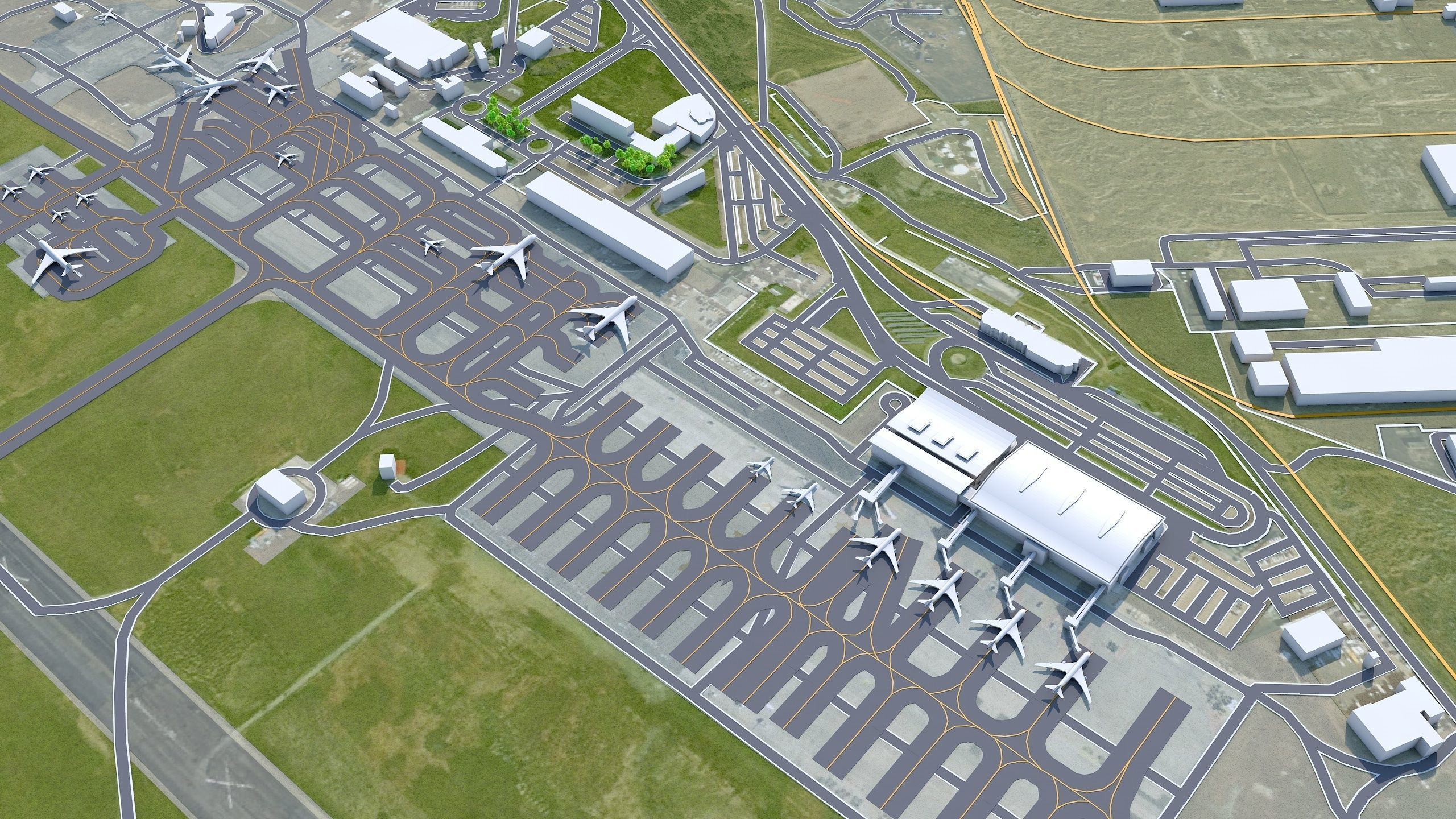Tbilisi Airport 10km Low-poly 3D model_9