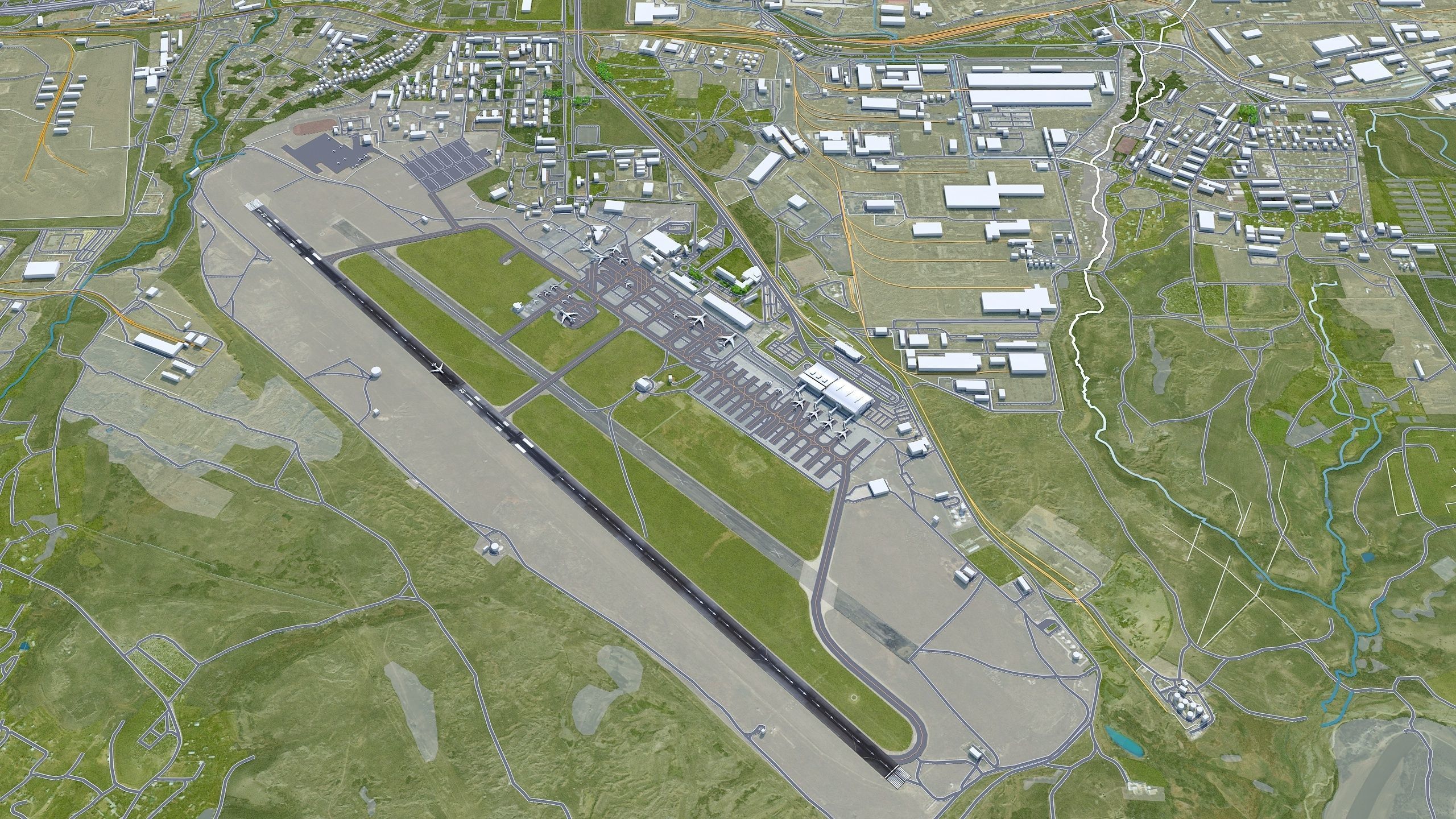 Tbilisi Airport 10km Low-poly 3D model_1