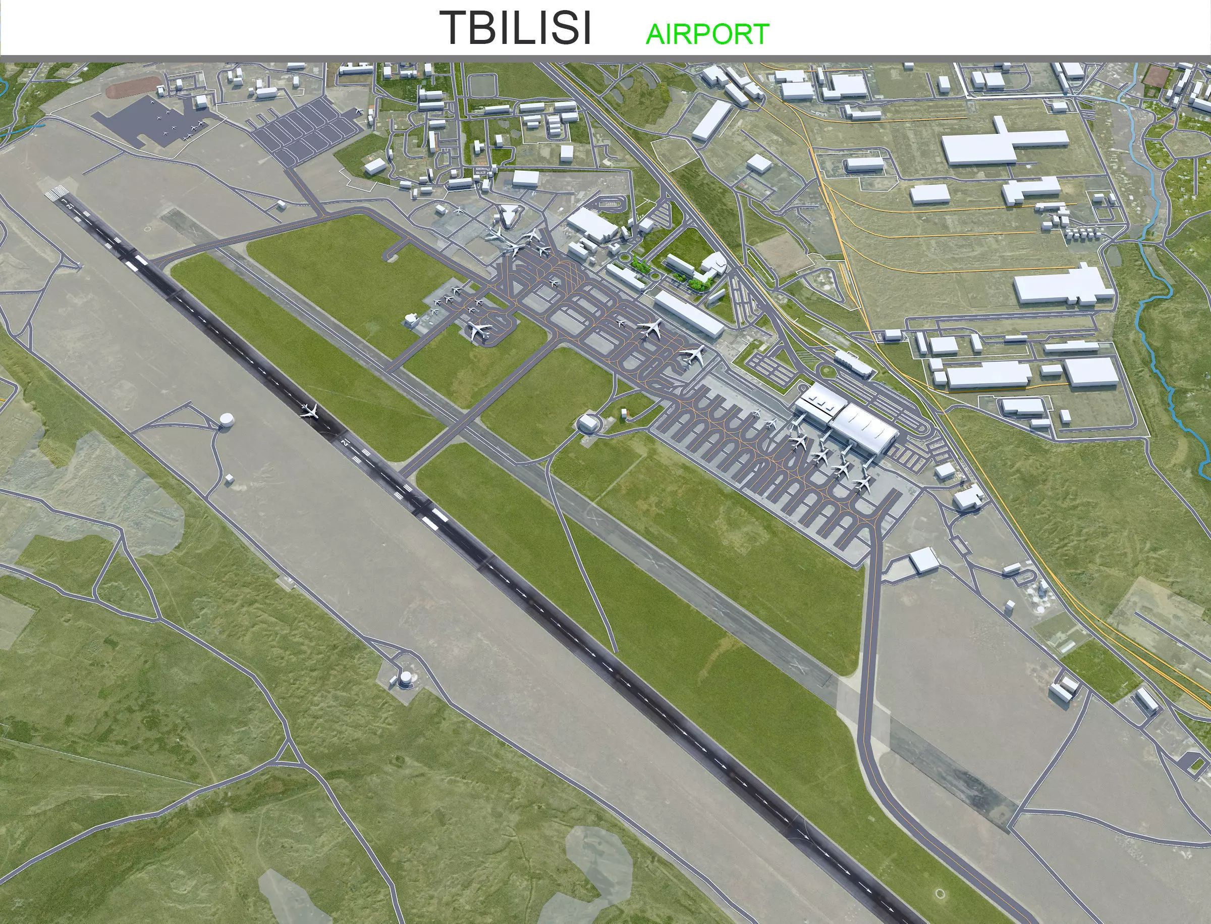 Tbilisi Airport 10km Low-poly 3D model_0