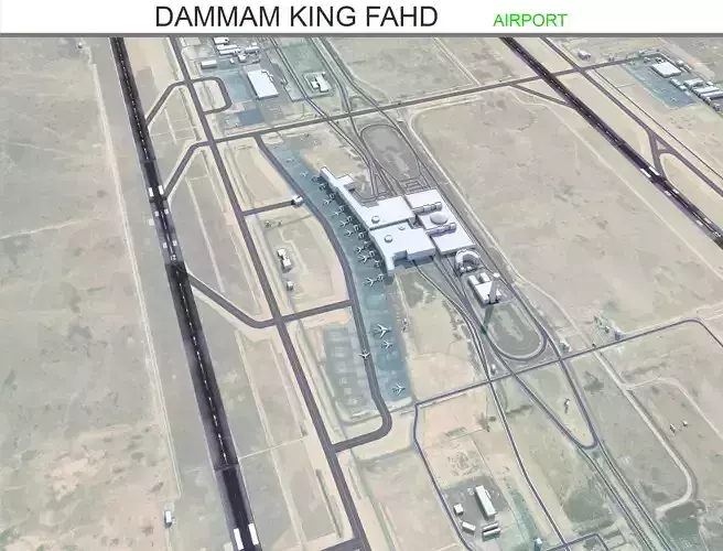 Dammam King Fahd Airport 12km Low-poly 3D model