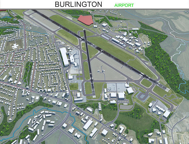 Burlington Airport 10km Low-poly 3D model