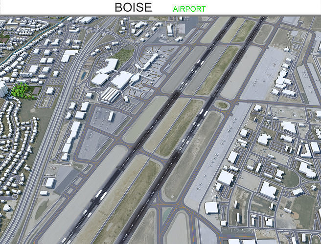 Boise Airport 10km Low-poly 3D model