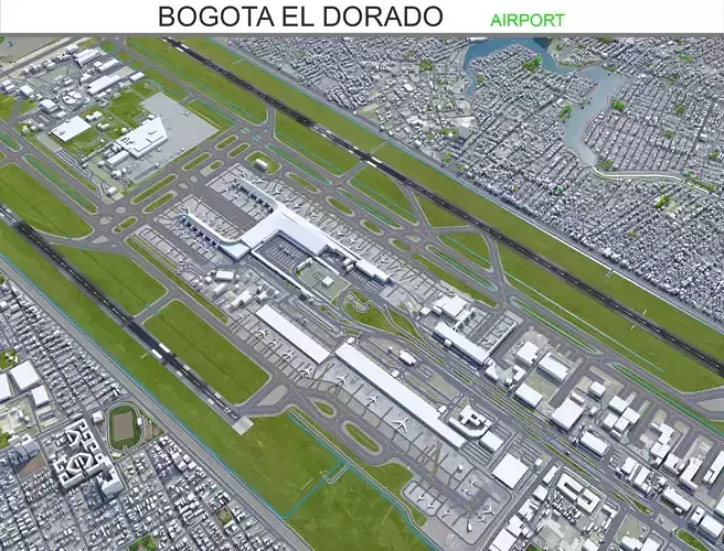 Bogota EL Dorado Airport 10km Low-poly 3D model