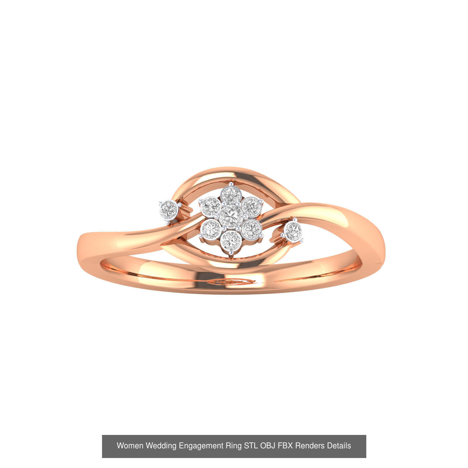 176 Women Ring STL OBJ FBX Renders Details Collection _153