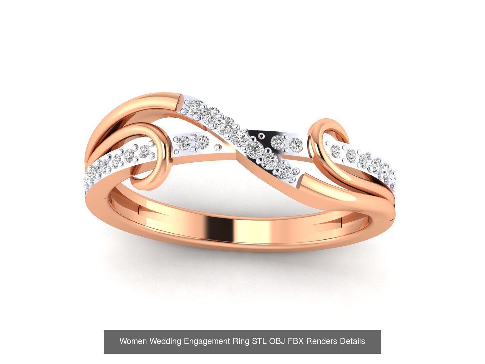 176 Women Ring STL OBJ FBX Renders Details Collection _101