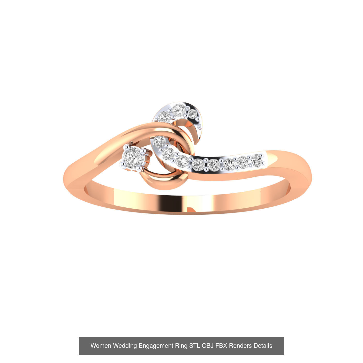 176 Women Ring STL OBJ FBX Renders Details Collection _77