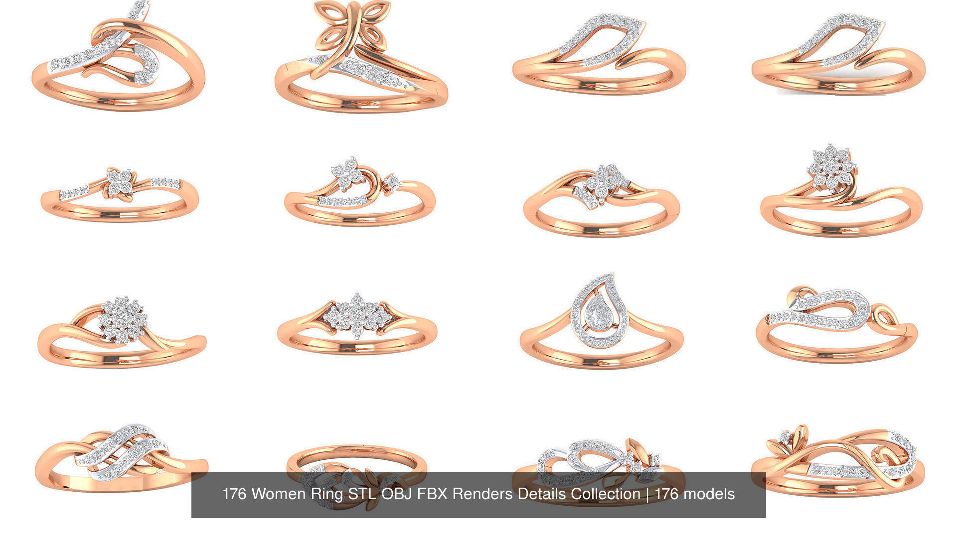 176 Women Ring STL OBJ FBX Renders Details Collection _18
