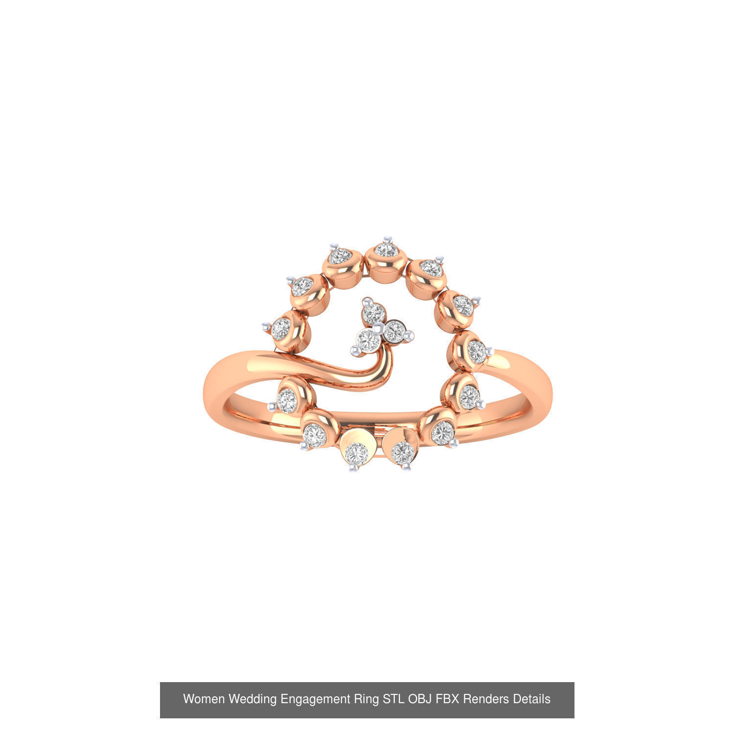 176 Women Ring STL OBJ FBX Renders Details Collection _23