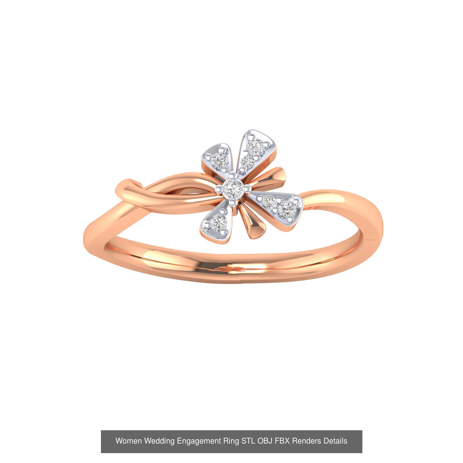 176 Women Ring STL OBJ FBX Renders Details Collection _164