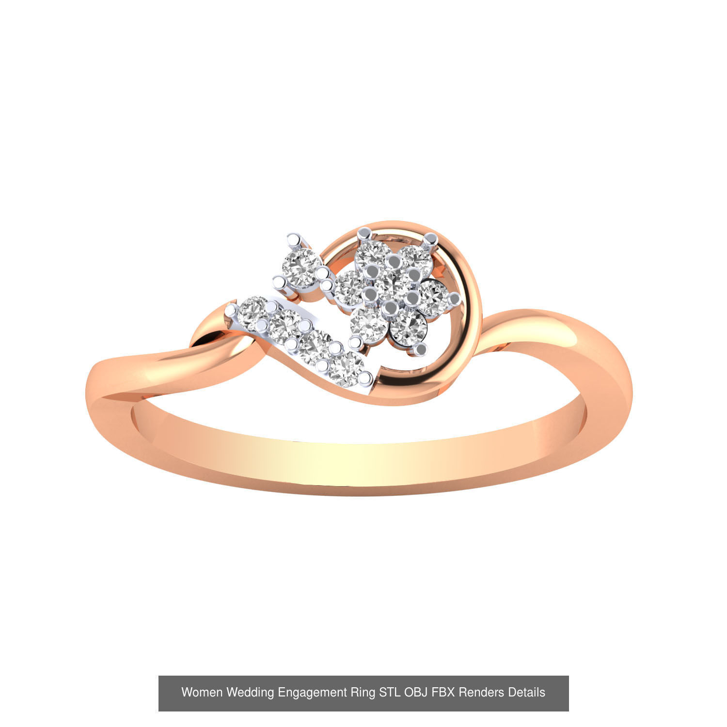 176 Women Ring STL OBJ FBX Renders Details Collection _192
