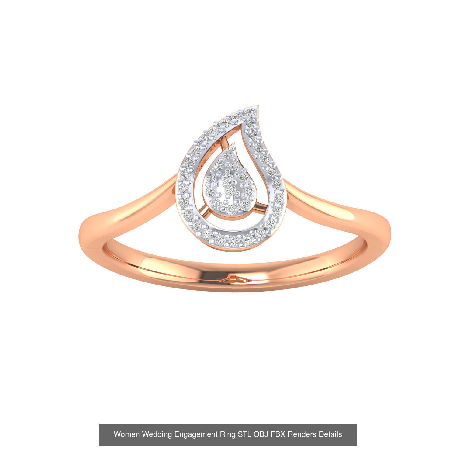 176 Women Ring STL OBJ FBX Renders Details Collection _175