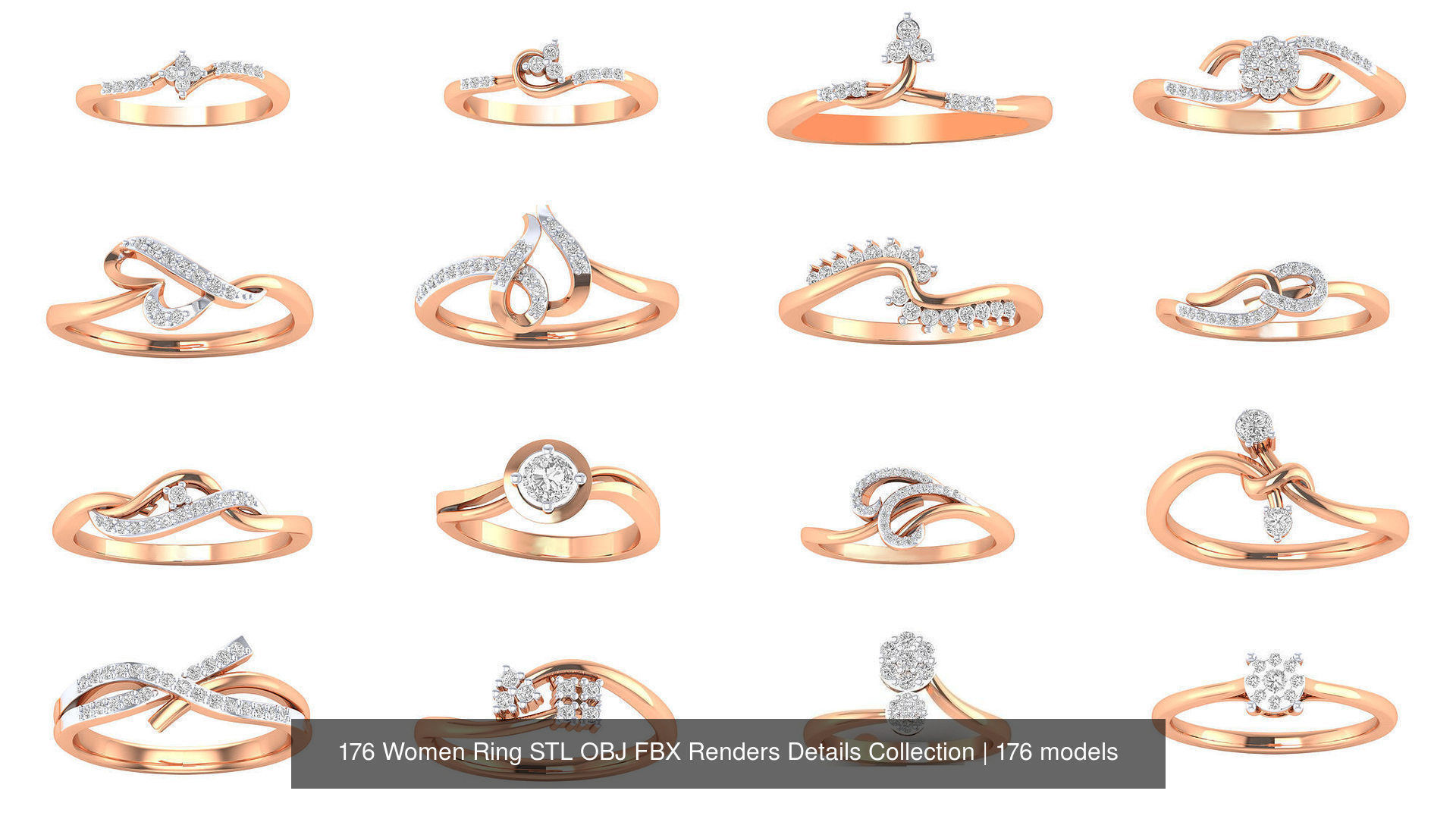 176 Women Ring STL OBJ FBX Renders Details Collection _12