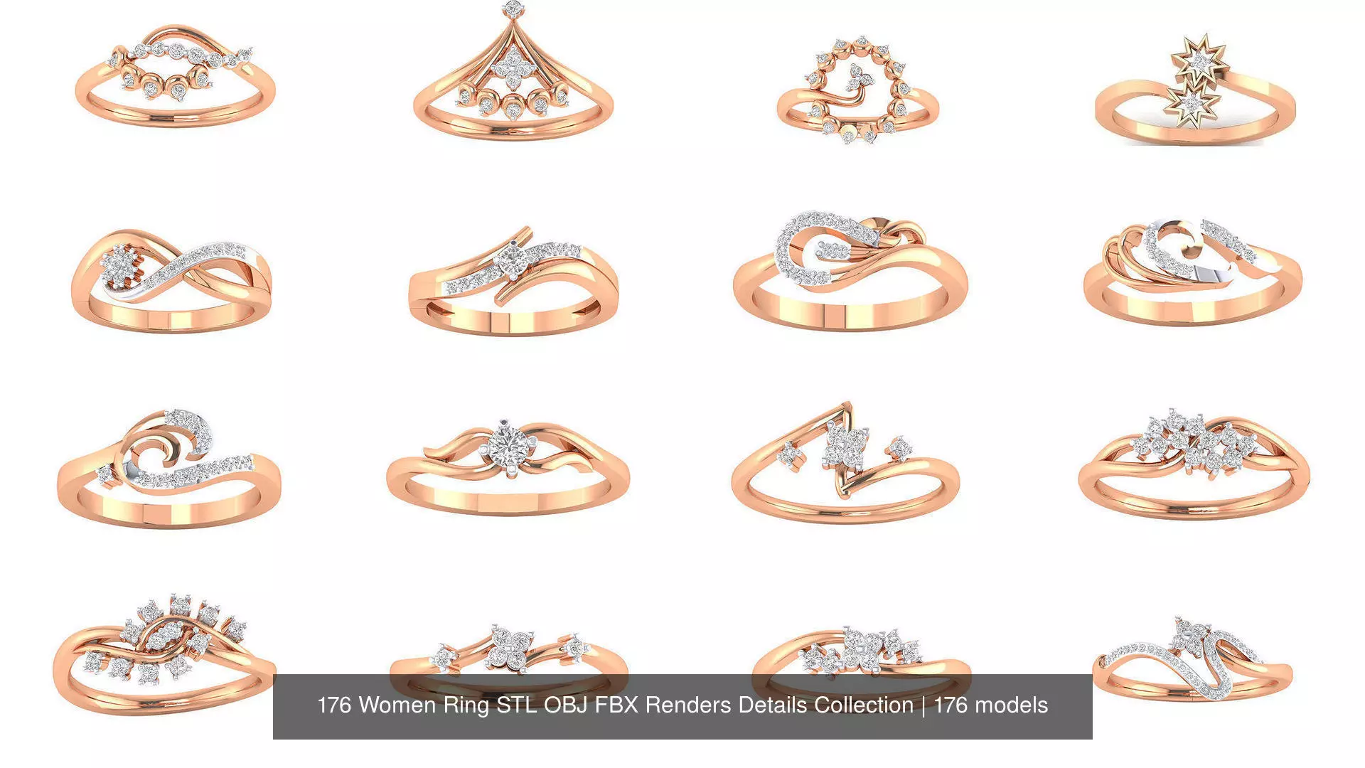 176 Women Ring STL OBJ FBX Renders Details Collection _0