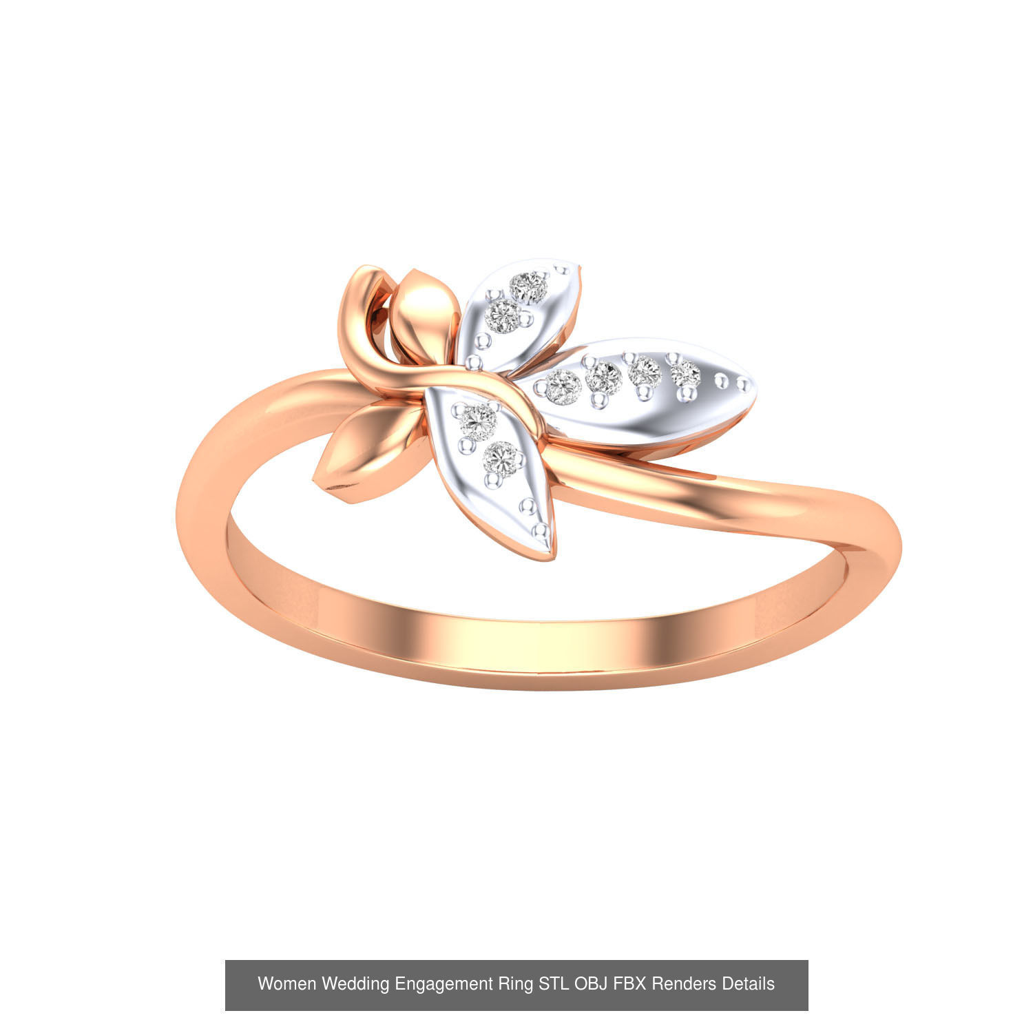 176 Women Ring STL OBJ FBX Renders Details Collection _194