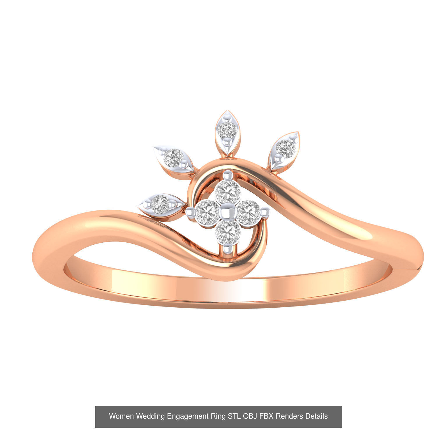 176 Women Ring STL OBJ FBX Renders Details Collection _148