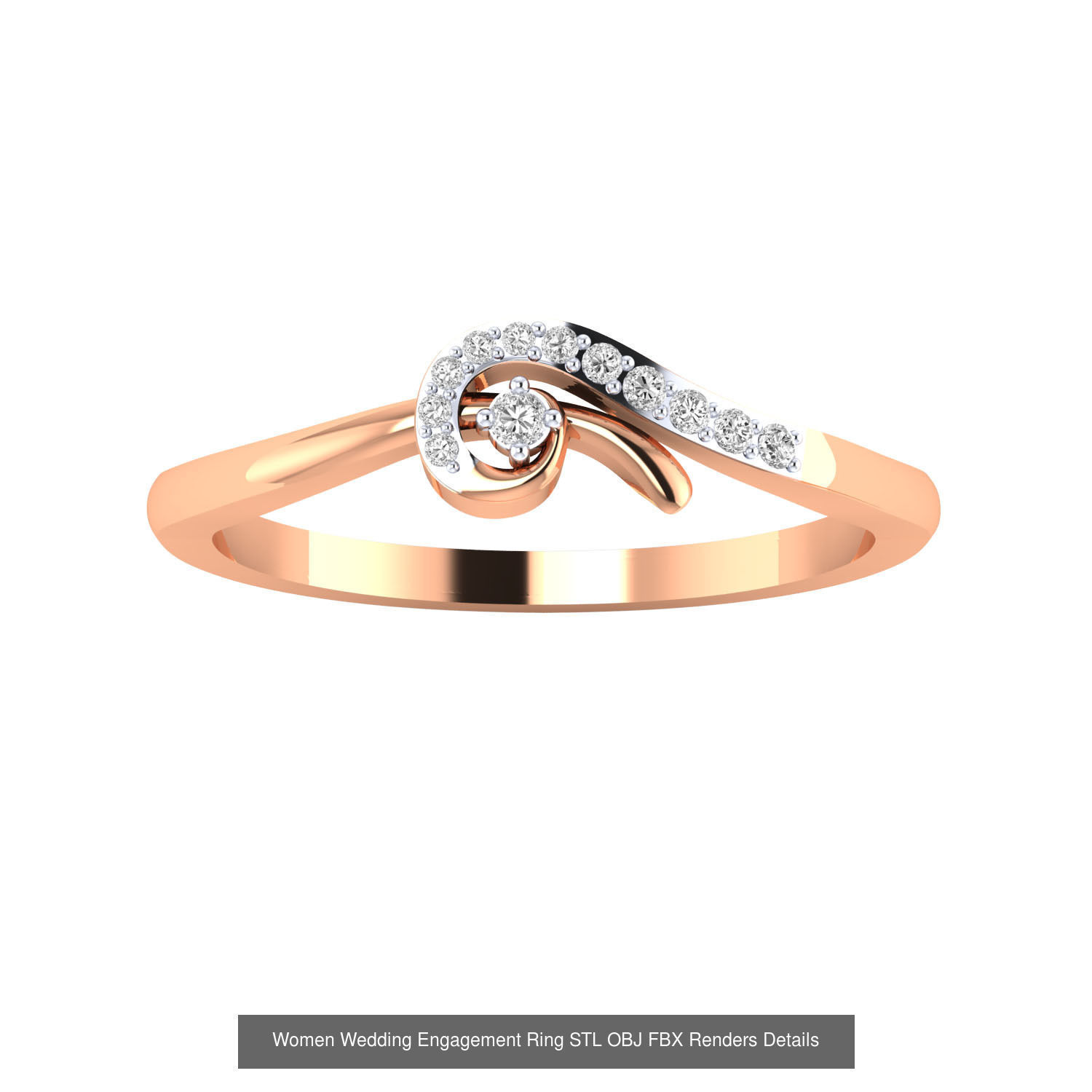 176 Women Ring STL OBJ FBX Renders Details Collection _80