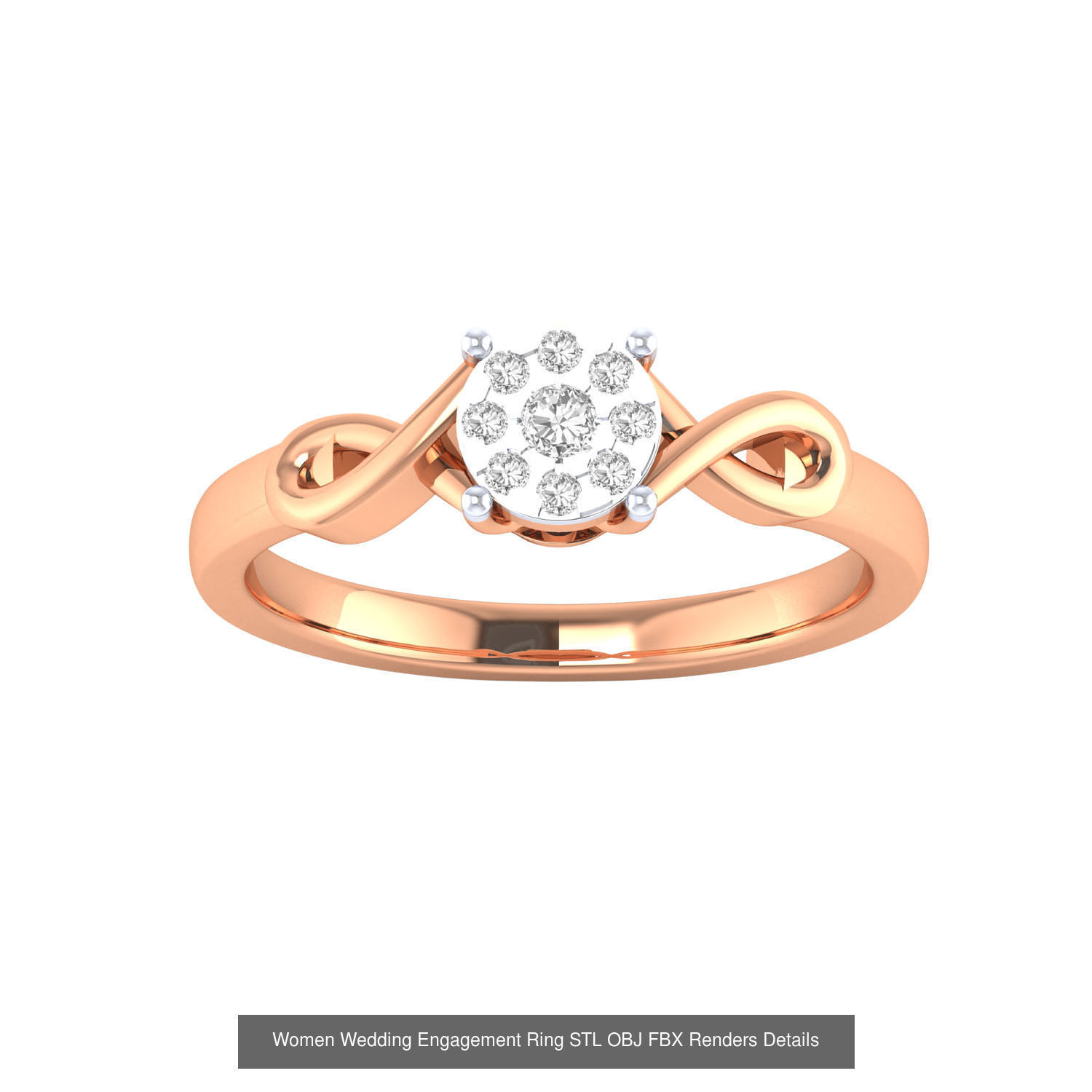 176 Women Ring STL OBJ FBX Renders Details Collection _133