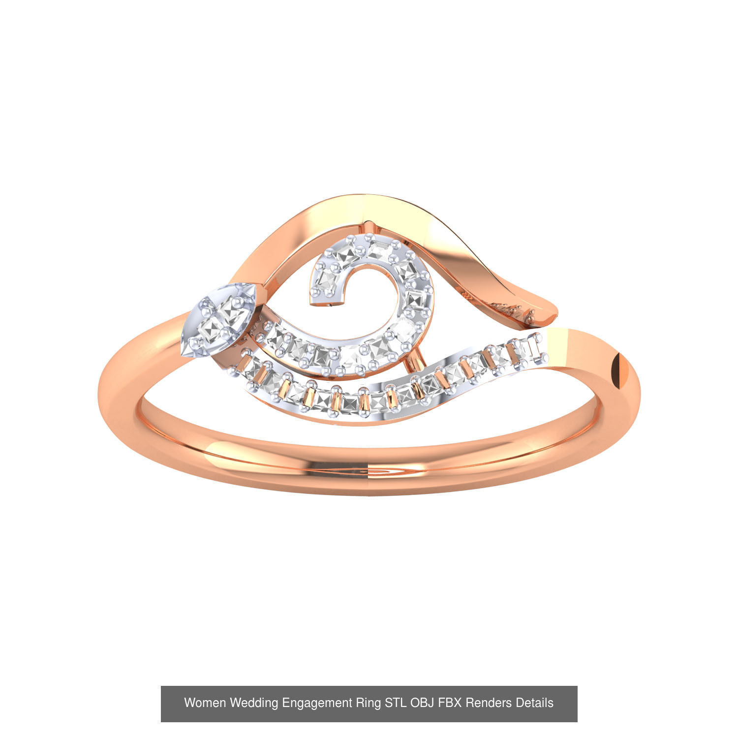 176 Women Ring STL OBJ FBX Renders Details Collection _151