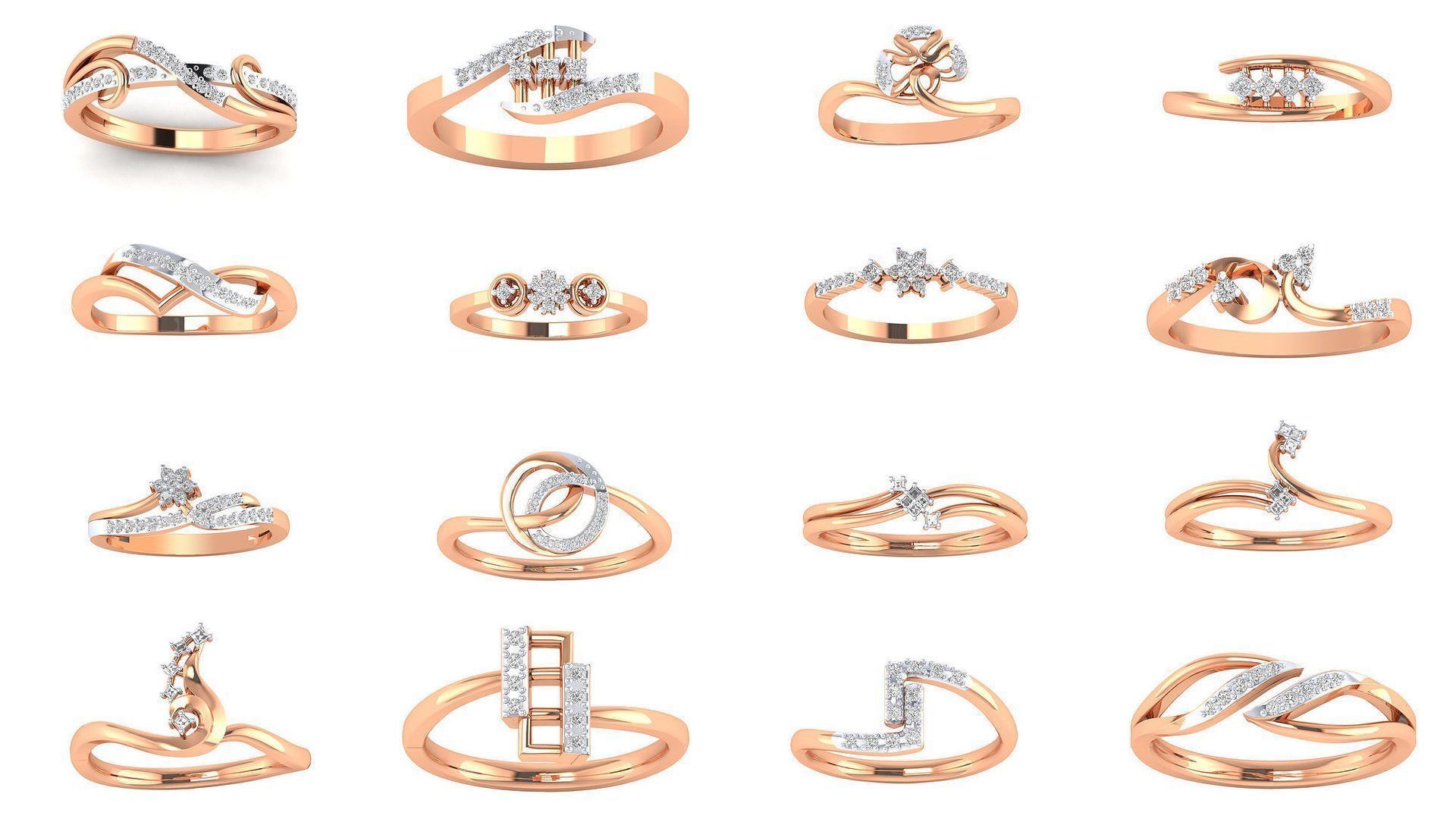 176 Women Ring STL OBJ FBX Renders Details Collection _9