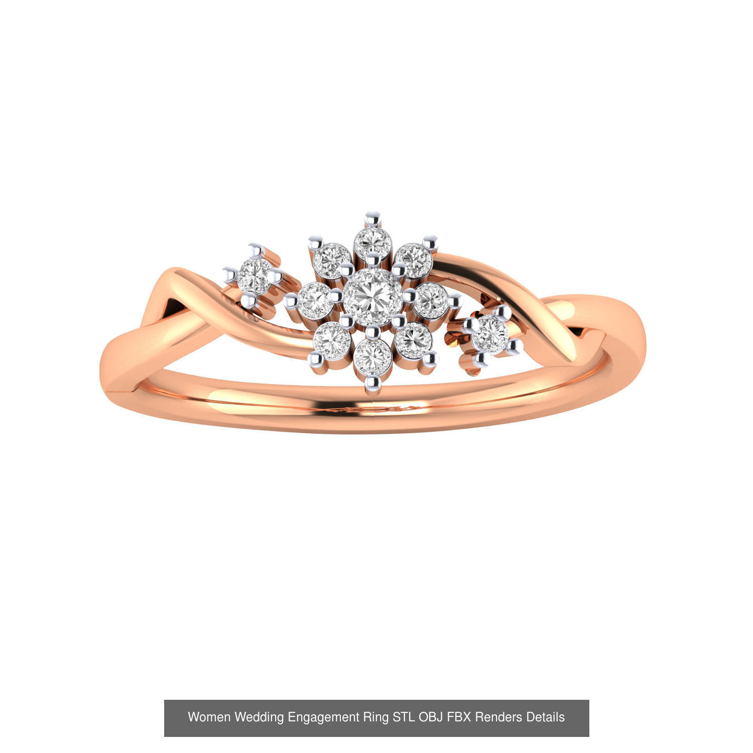 176 Women Ring STL OBJ FBX Renders Details Collection _186