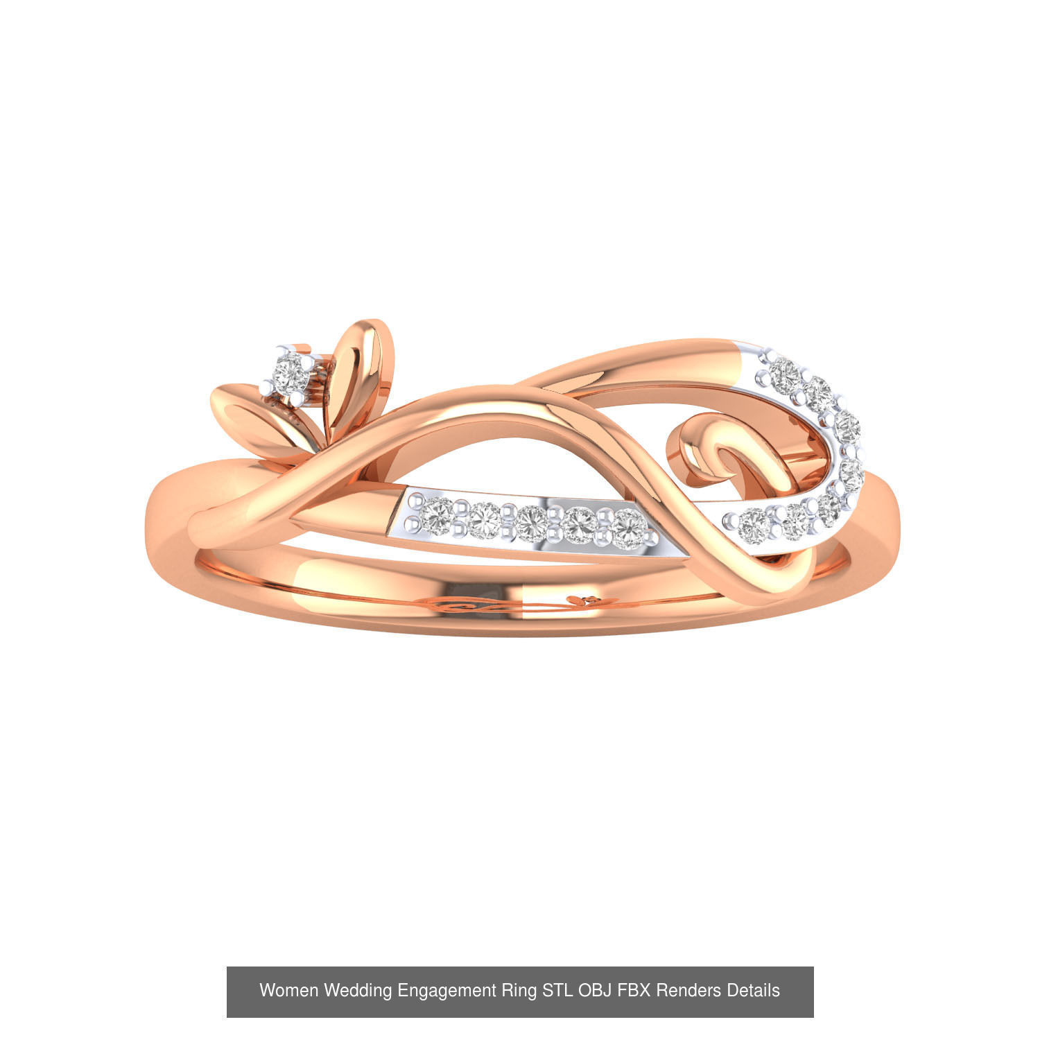 176 Women Ring STL OBJ FBX Renders Details Collection _180