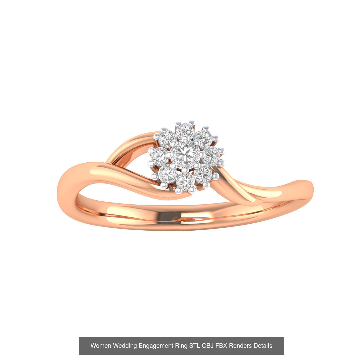 176 Women Ring STL OBJ FBX Renders Details Collection _173
