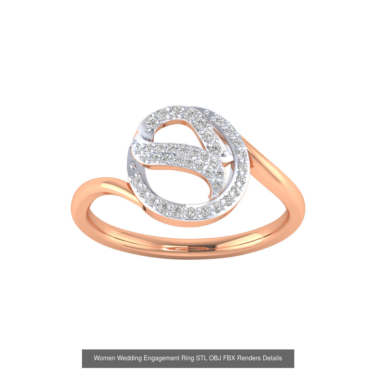 176 Women Ring STL OBJ FBX Renders Details Collection _43