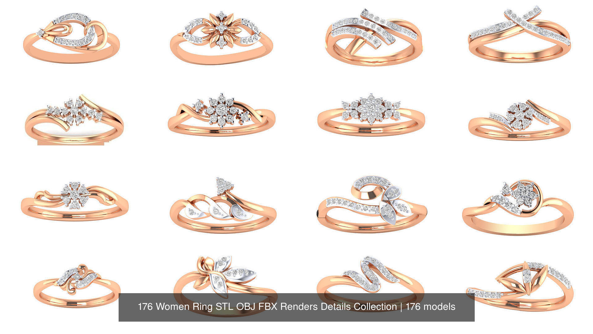 176 Women Ring STL OBJ FBX Renders Details Collection _20