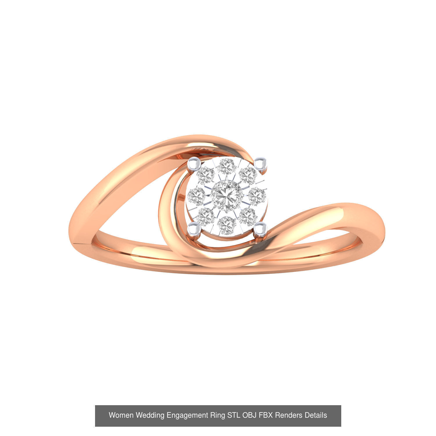 176 Women Ring STL OBJ FBX Renders Details Collection _140