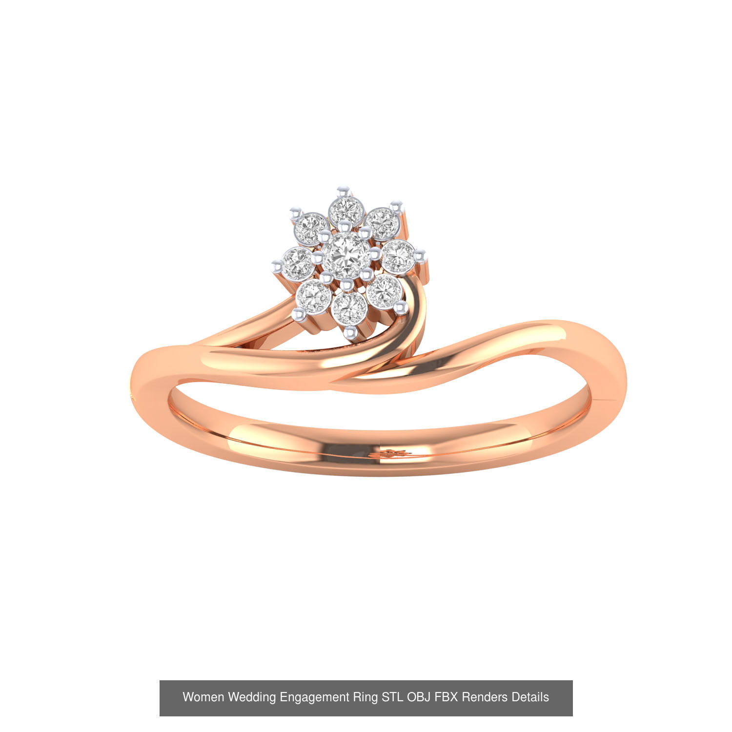 176 Women Ring STL OBJ FBX Renders Details Collection _172